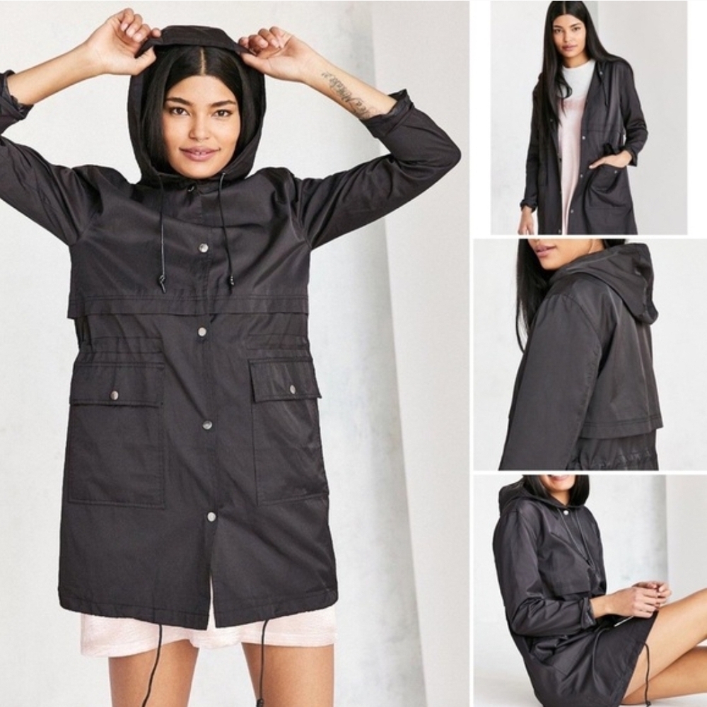 BDG Women's Black Hooded Rain Jacket